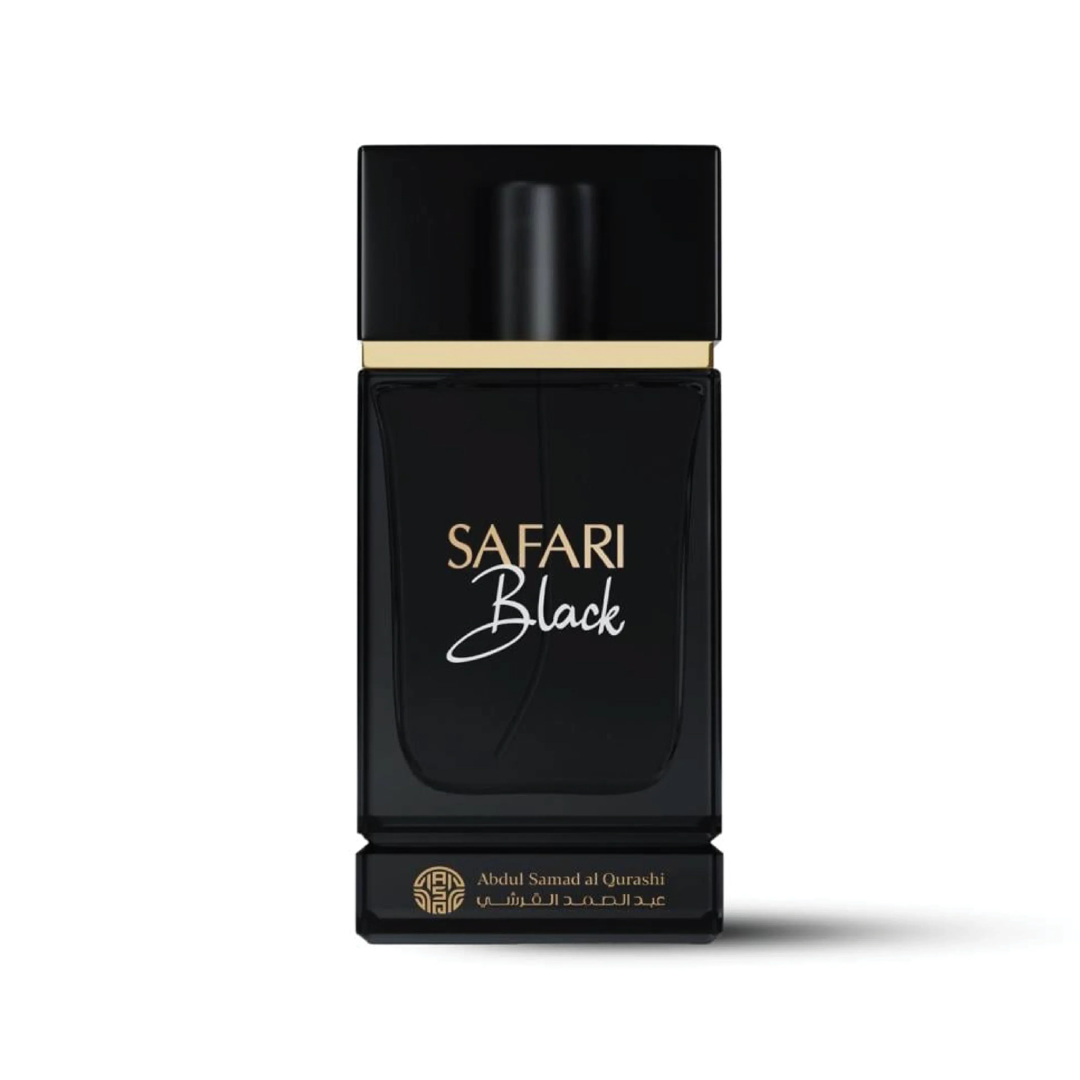Safari Black perfume bottle with gold and black accents, luxury Middle Eastern fragrance