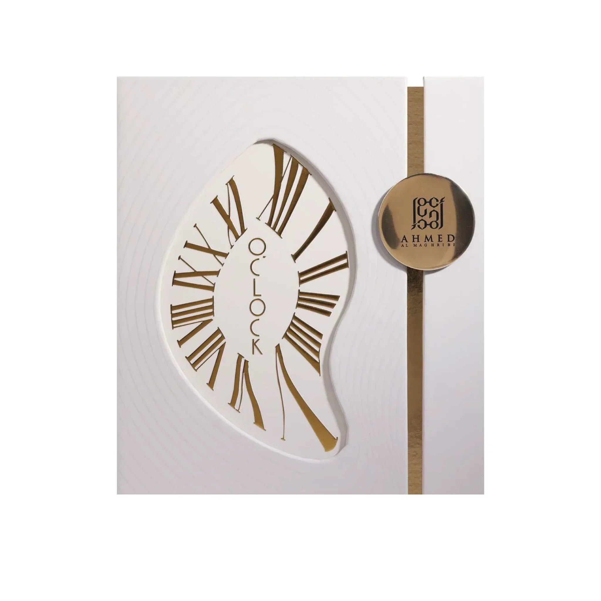 Luxury perfume box with gold clock face design and elegant packaging