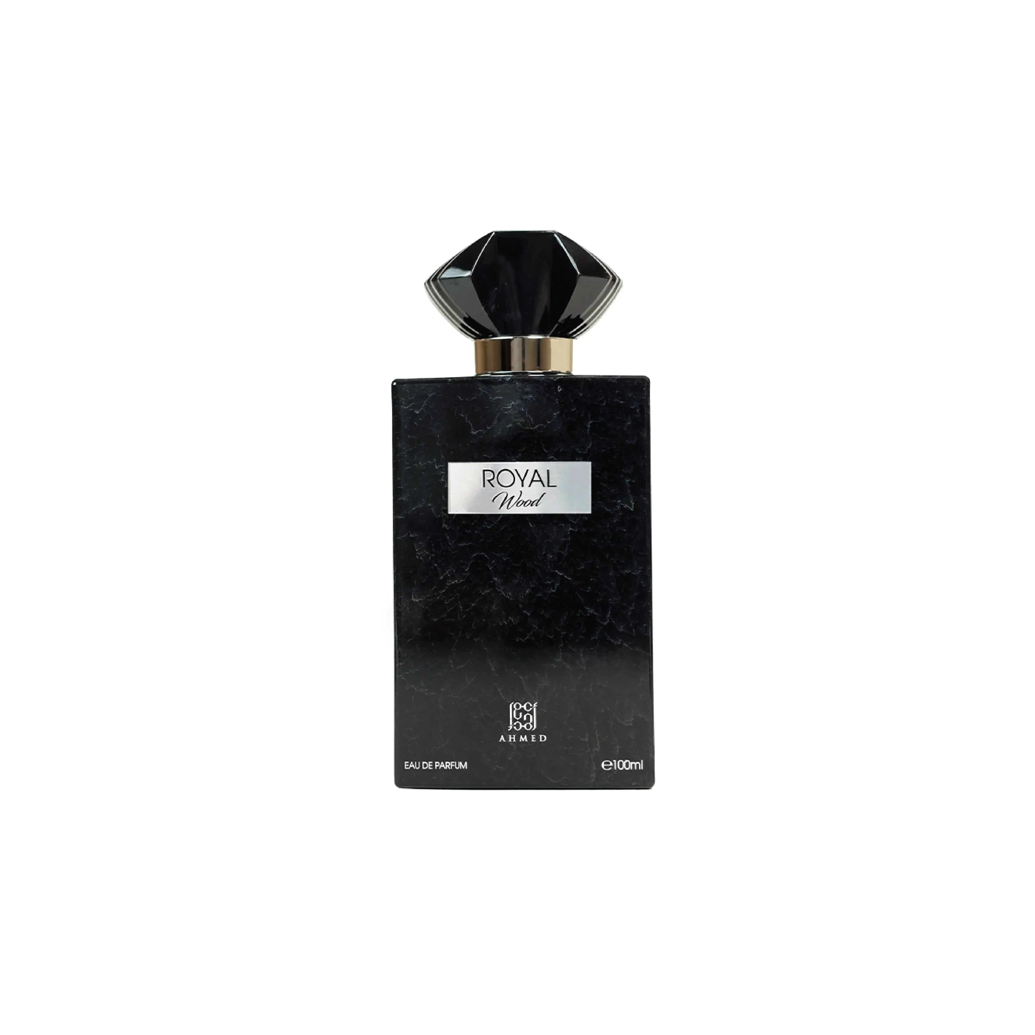 Royal Wood Eau de Parfum 100ml, luxury Middle Eastern fragrance with elegant black bottle and diamond cap