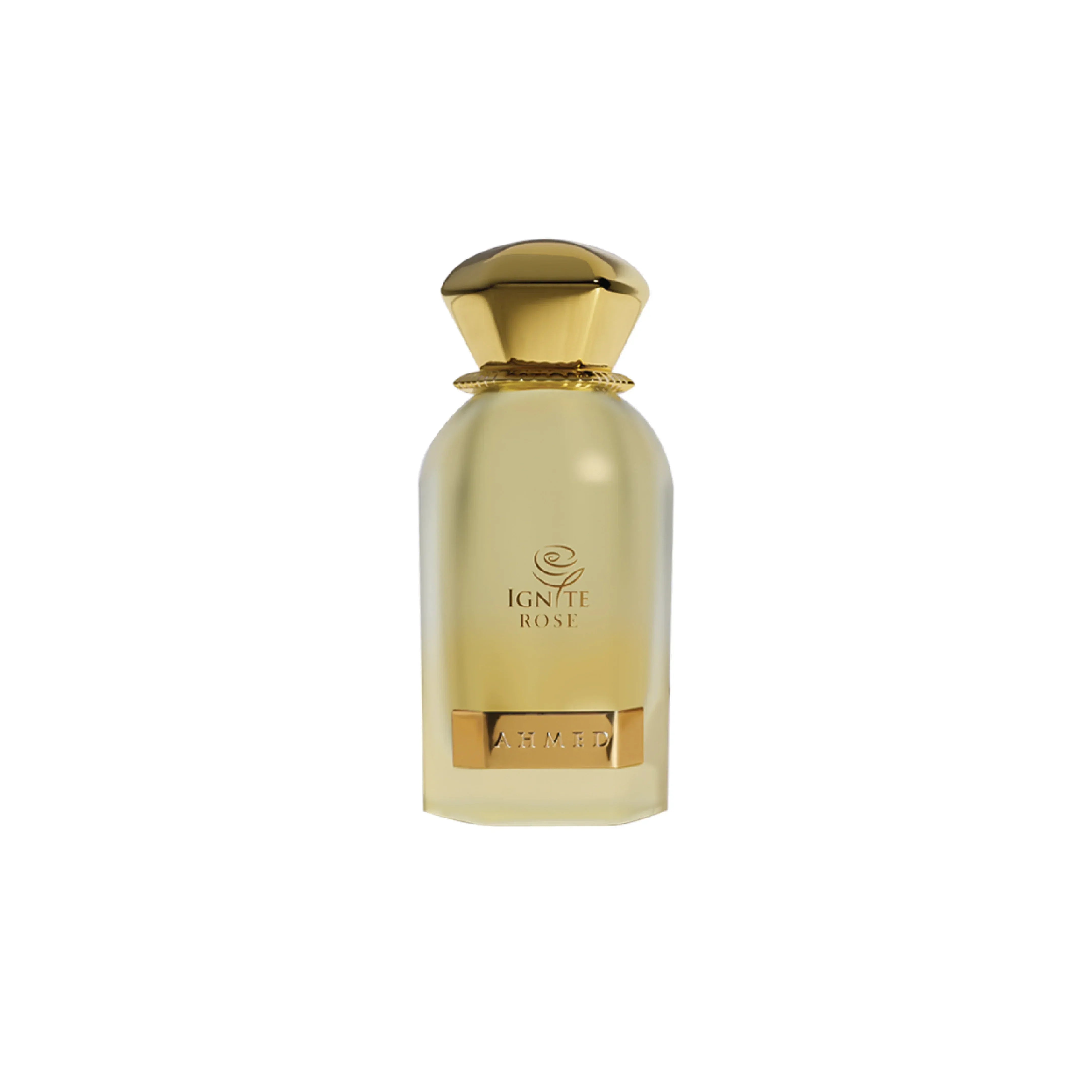 Ignite Rose by Ahmed: luxurious Middle Eastern perfume with golden cap and elegant design