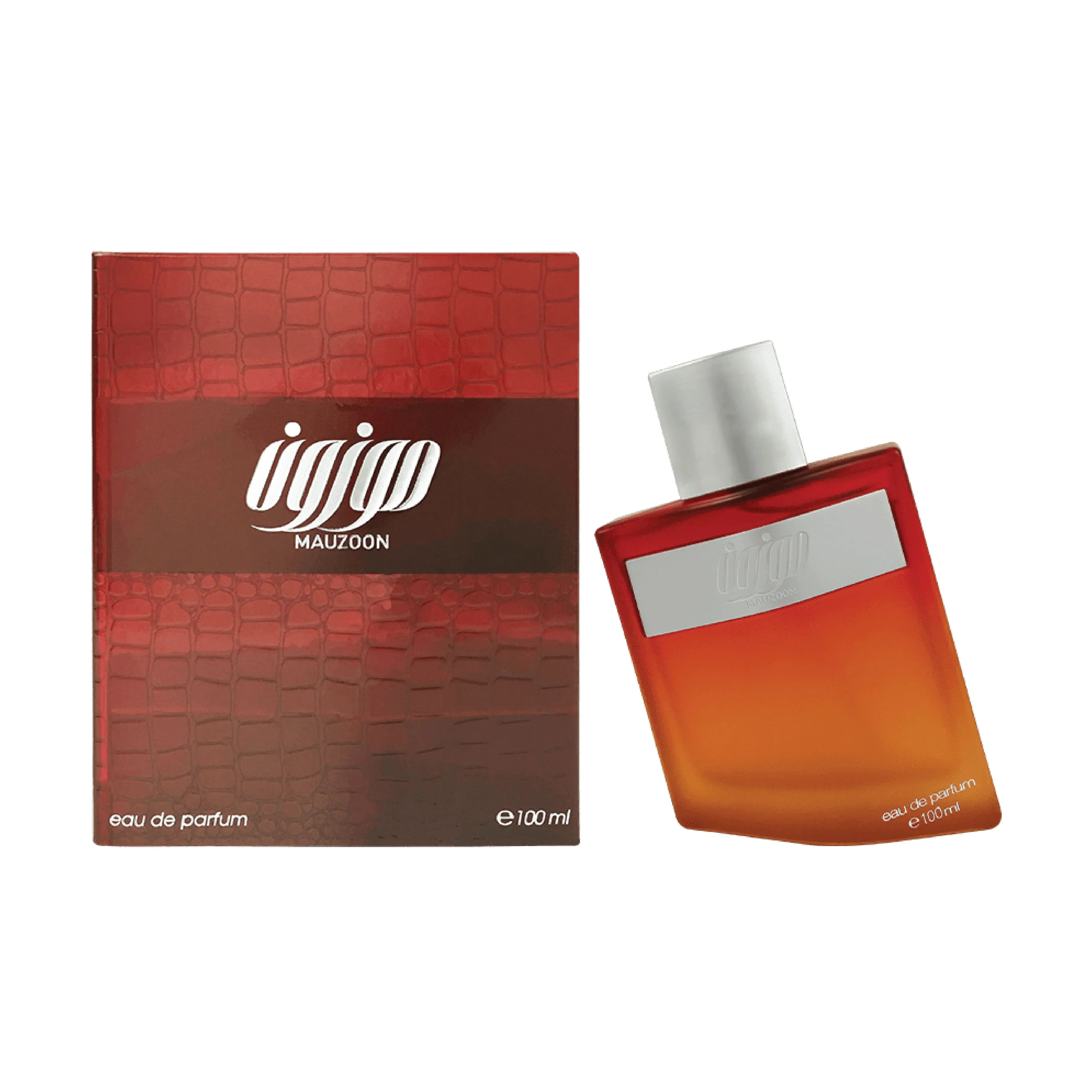 Mauzoon eau de parfum 100ml with red textured box and gradient bottle