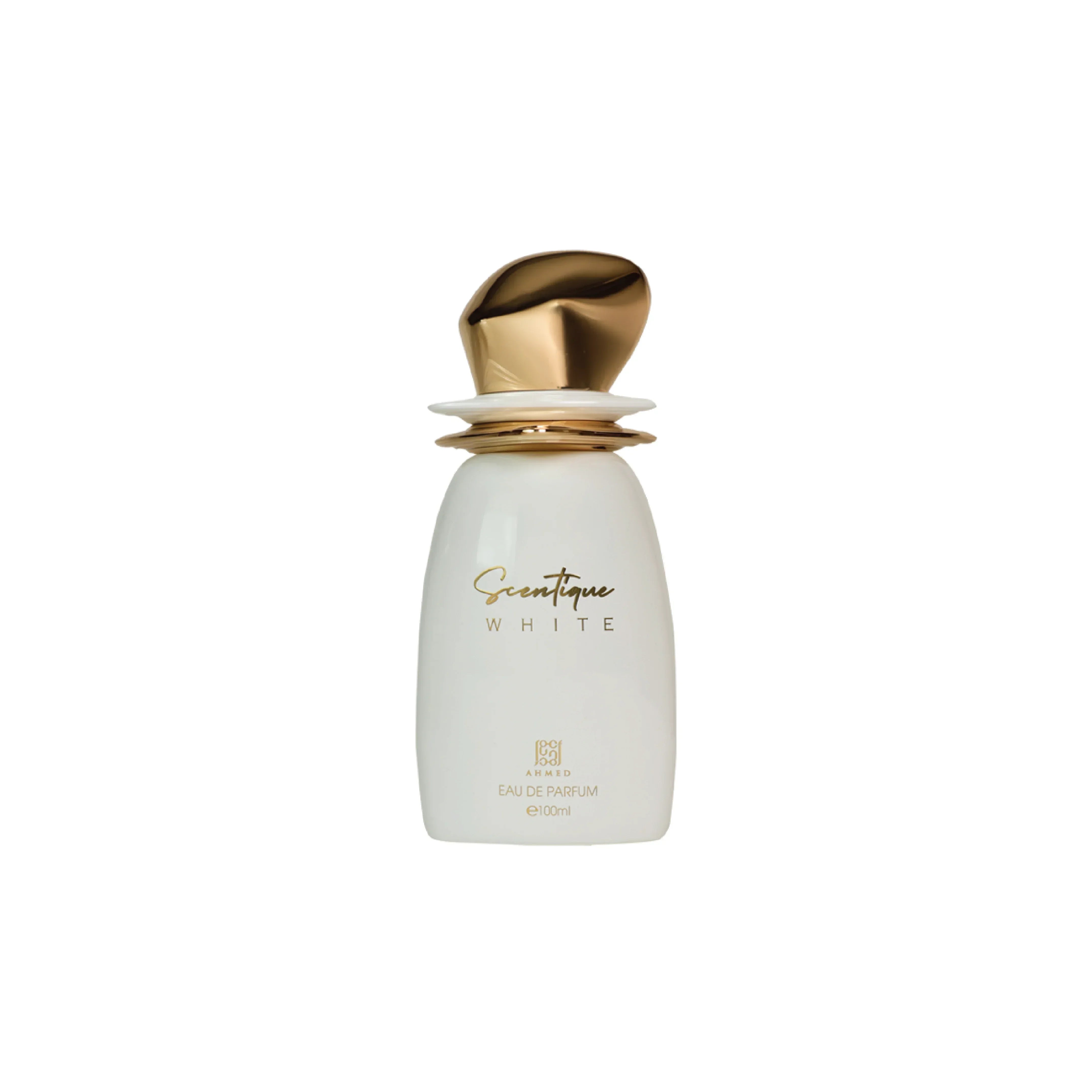 Scentique White Eau de Parfum 100ml with gold cap, luxury Middle Eastern fragrance