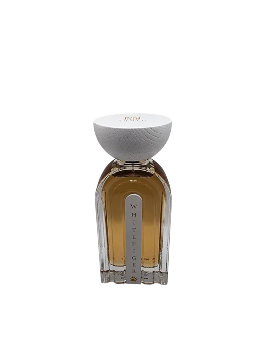 White Tiger luxury perfume bottle with amber fragrance, elegant glass design and textured cap