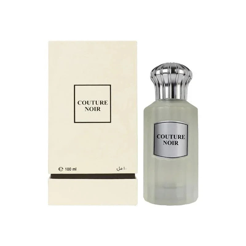 Couture Noir luxury perfume bottle with elegant silver cap and 100ml gift box