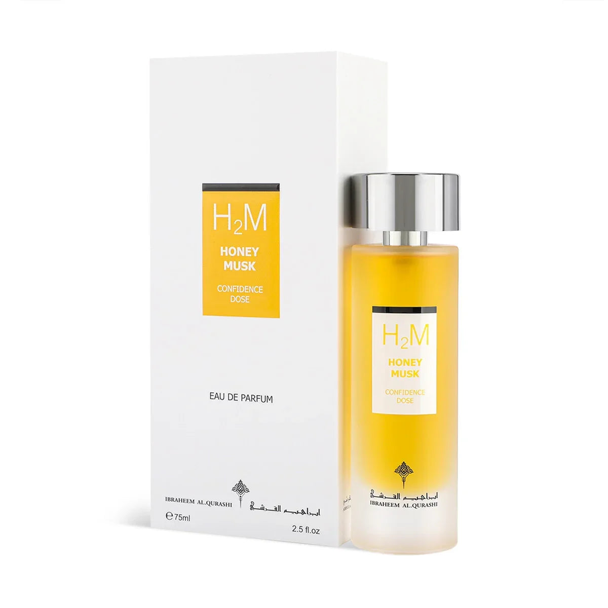 H2M Honey Musk perfume bottle and box, luxury Middle Eastern fragrance, 75ml eau de parfum