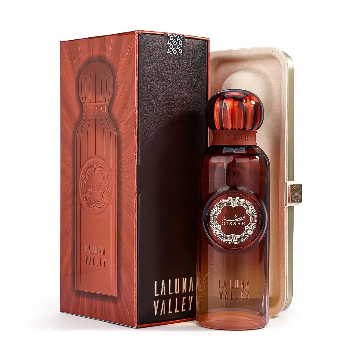 Gissah Laluna Valley luxury perfume bottle with decorative box and elegant packaging